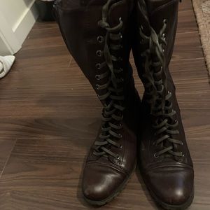 BIVIEL brown leather combat style boots